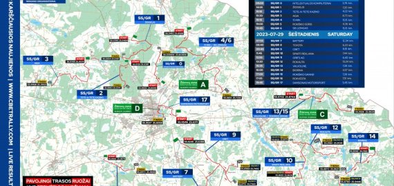 „CBet Rally Rokiškis 2023“ greičio ruožų žemėlapiai