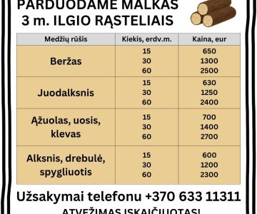 Malkos 3 m ilgio rąsteliais