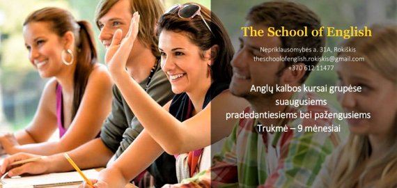 Organizuojami anglų kalbos kursai suaugusiems