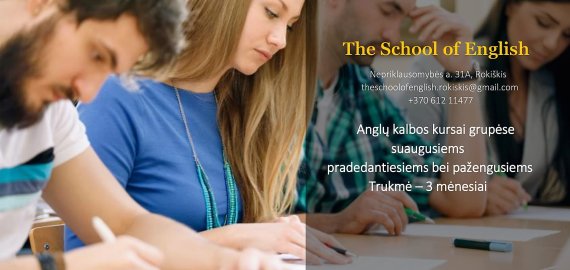 Organizuojami anglų kalbos kursai suaugusiems