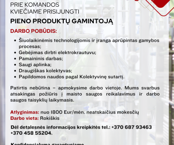 Pieno produktų gamintoja (-as)