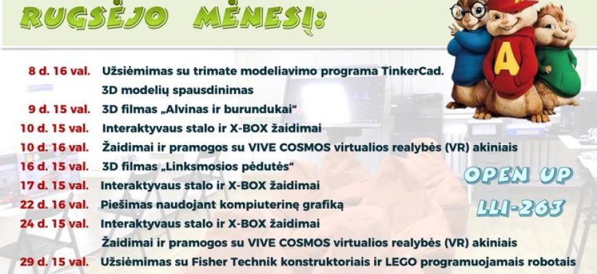Rugsėjo mėnesį biblioteka kviečia vaikus į užsiėmimus ir žaidimus