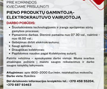 Pieno produktų gamintojas-elektrokrautuvo vairuotojas