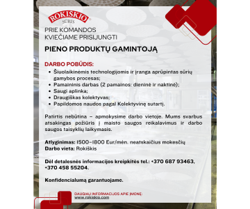 Pieno produktų gamintoja (-as)