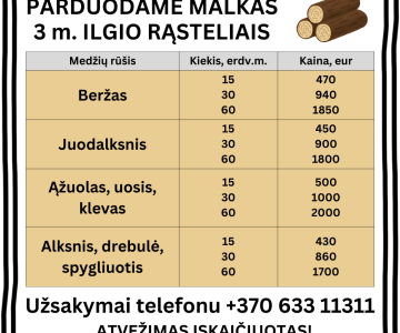 Malkos 3 m. ilgio rąsteliais