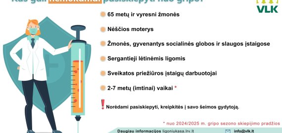 Gripo vakcina naujam sezonui nemokamai pasiskiepyti galės daugiau žmonių