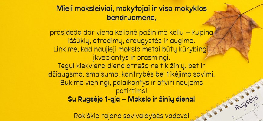Rokiškio rajono savivaldybės vadovų sveikinimas Rugsėjo 1-osios proga