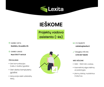 Ieškome Projektų vadovo asistento (-ės) (su perspektyva tapti Projektų vadovu)