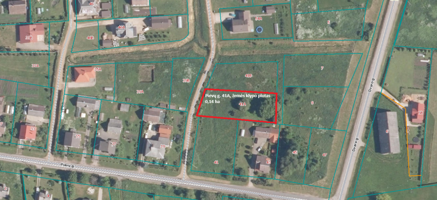 Aukcione parduodamas valstybinės žemės sklypas, esantis Pievų g. 41A, Rokiškio m.