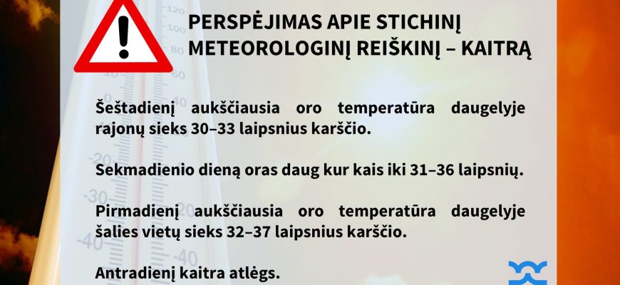 Sinoptikai: pirmadienį temperatūra gali įkaisti iki 37 laipsnių