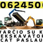 Savivarčio su kranu, mini ekskavatoriaus, „Bobcat“ paslaugos, krovinių gabenimas, perkraustymai