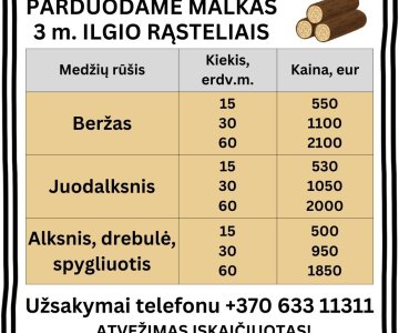 Malkos 3 m. ilgio rąsteliais