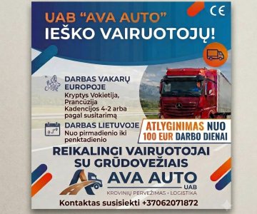 UAB „AVA Auto“ ieško vairuotojų