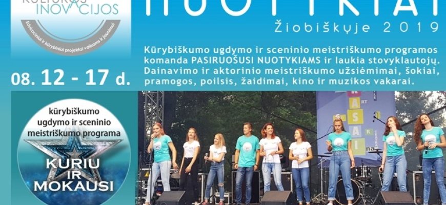Rugpjūčio 12-17 dienomis kūrybiškumo ugdymo ir sceninio meistriškumo stovykla „Kuriu ir mokausi“