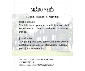 Ieškome dailidės-staklininko 
