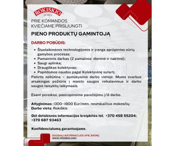 Pieno produktų gamintoja (-as)