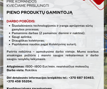 Pieno produktų gamintoja (-as)