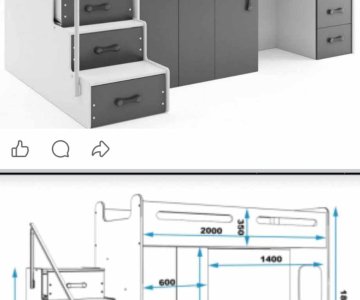 Dviaukštė lova su stalu 