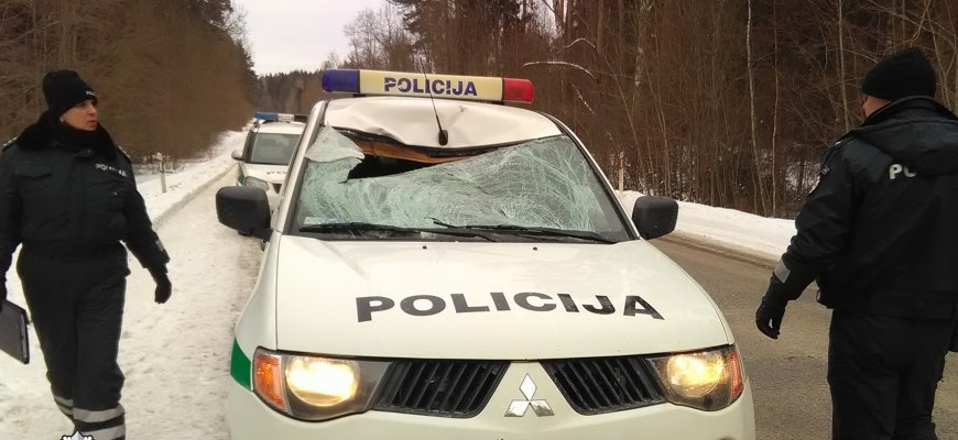 Stirnos vėl atakuoja policijos automobilius
