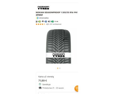 „Nokian“ padangos R16, 205/55