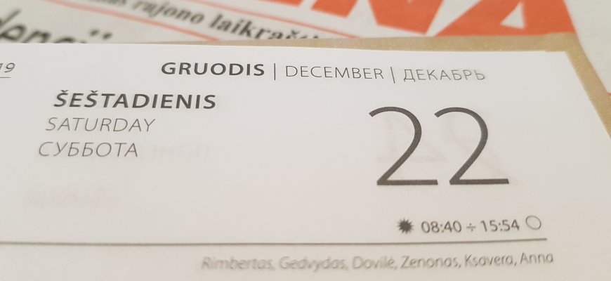 Gruodžio 22-oji Lietuvoje ir pasaulyje