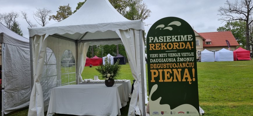 Siekdami rekordo rokiškėnai išgėrė apie 200 l pieno