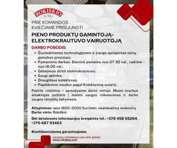 Pieno produktų gamintojas-elektrokrautuvo vairuotojas