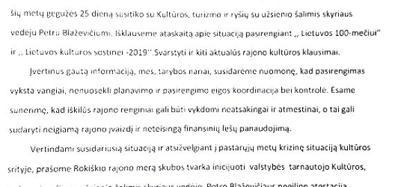 Opozicija reikalauja neeilinės atestacijos rajono kultūros ministru vadinamam Petrui Blaževičiui