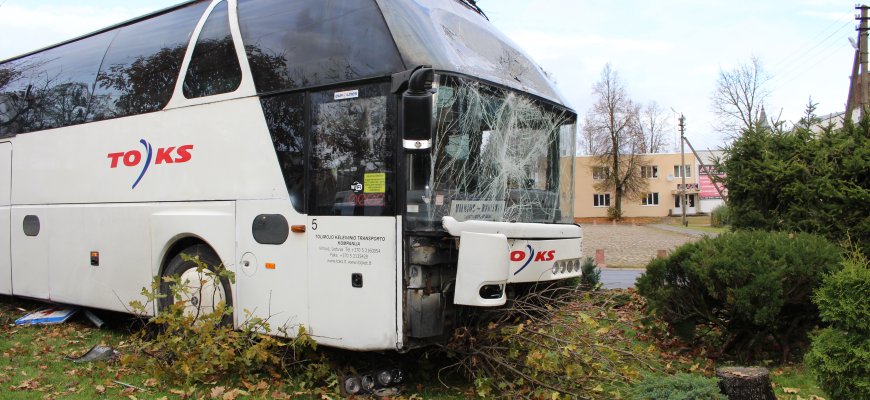Vairuotojui sunegalavus, autobusą sustabdė liepa ir kelio ženklas