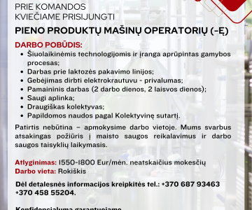 Pieno produktų mašinų operatorius (-ė)